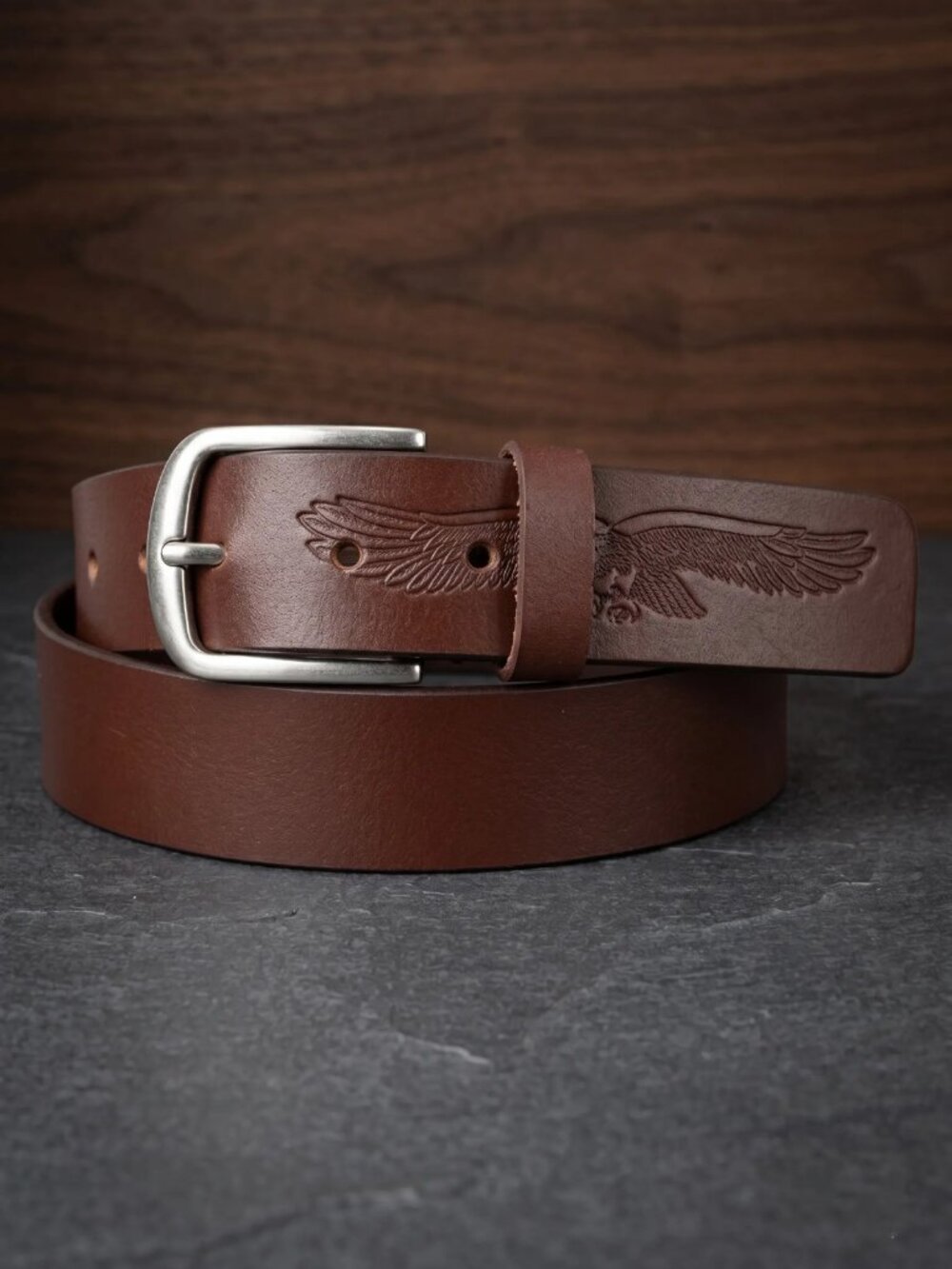 Genuine Leather Men Casual Brown Belt with Heavy Buckle
